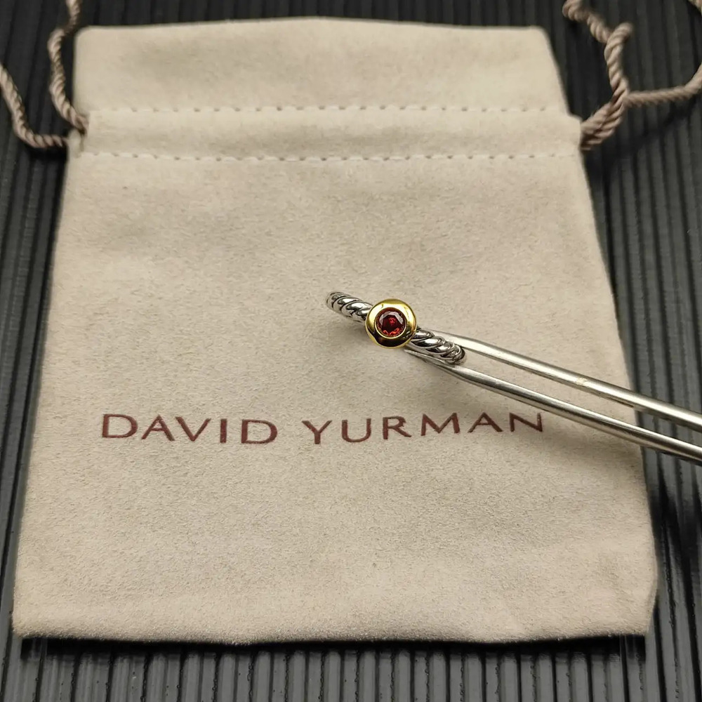 David Yurman Two-Color Petite Cable Red Diamond Ring